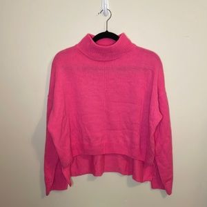 SHEIN | Hot Pink High Low Cropped Turtleneck Sweater 💕